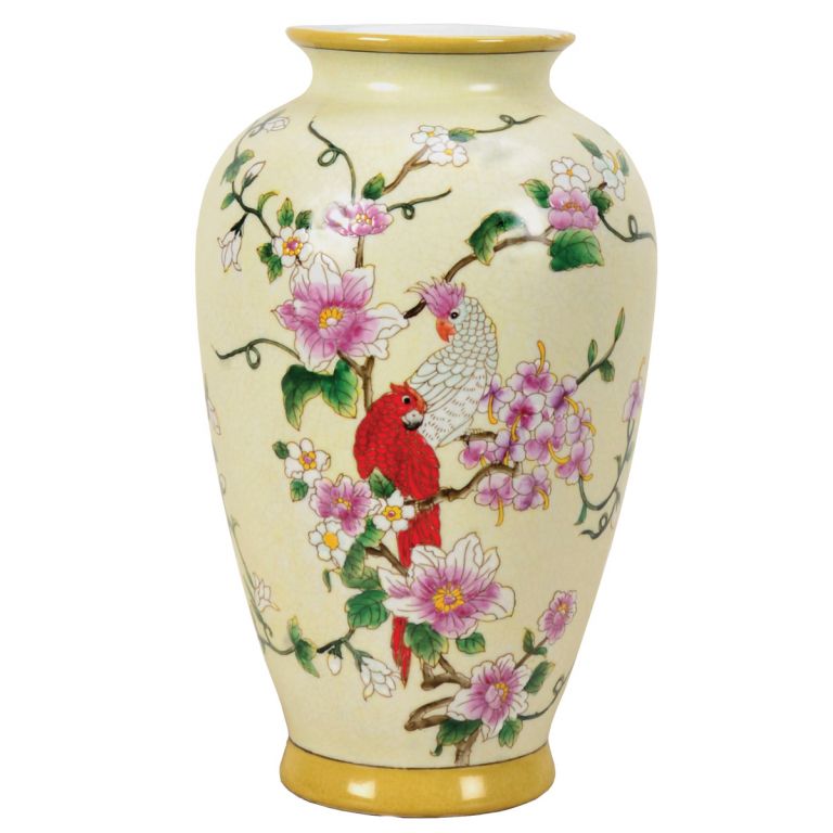Crested Parrot Vase