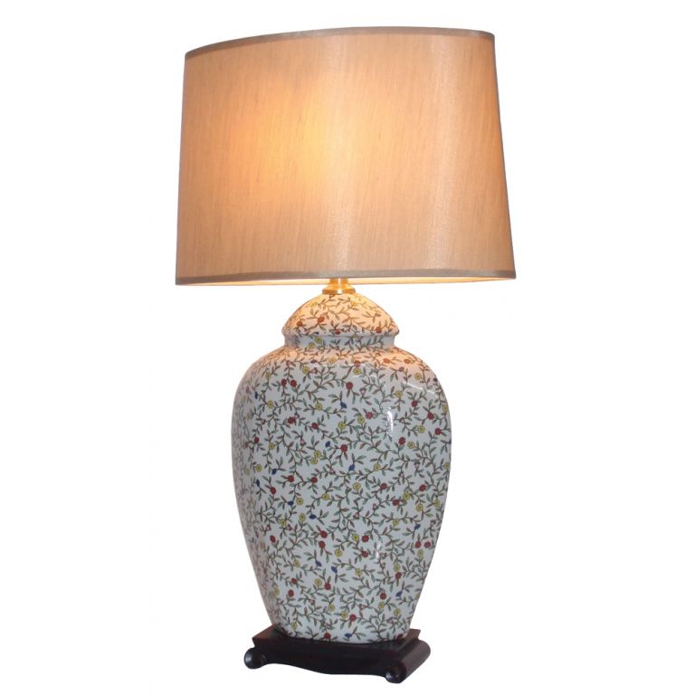 White Leafy Jar Lamp