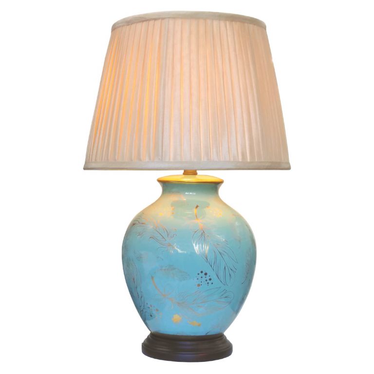 Turquoise Feather Lamp